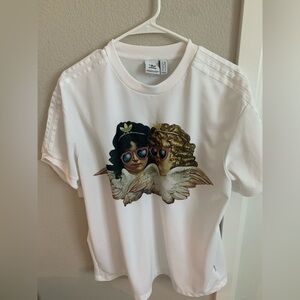 Adidas White Women's Jersey with Angel Graphic